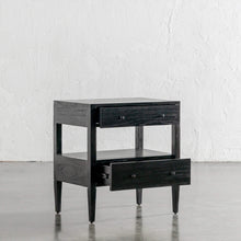 AMARA CONRAD BEDSIDE NIGHTSTAND  |  BLACK TIMBER GRAIN