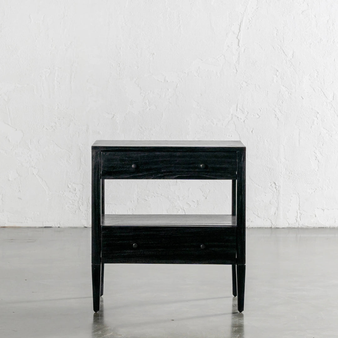 AMARA CONRAD BEDSIDE NIGHTSTAND  |  BLACK TIMBER GRAIN