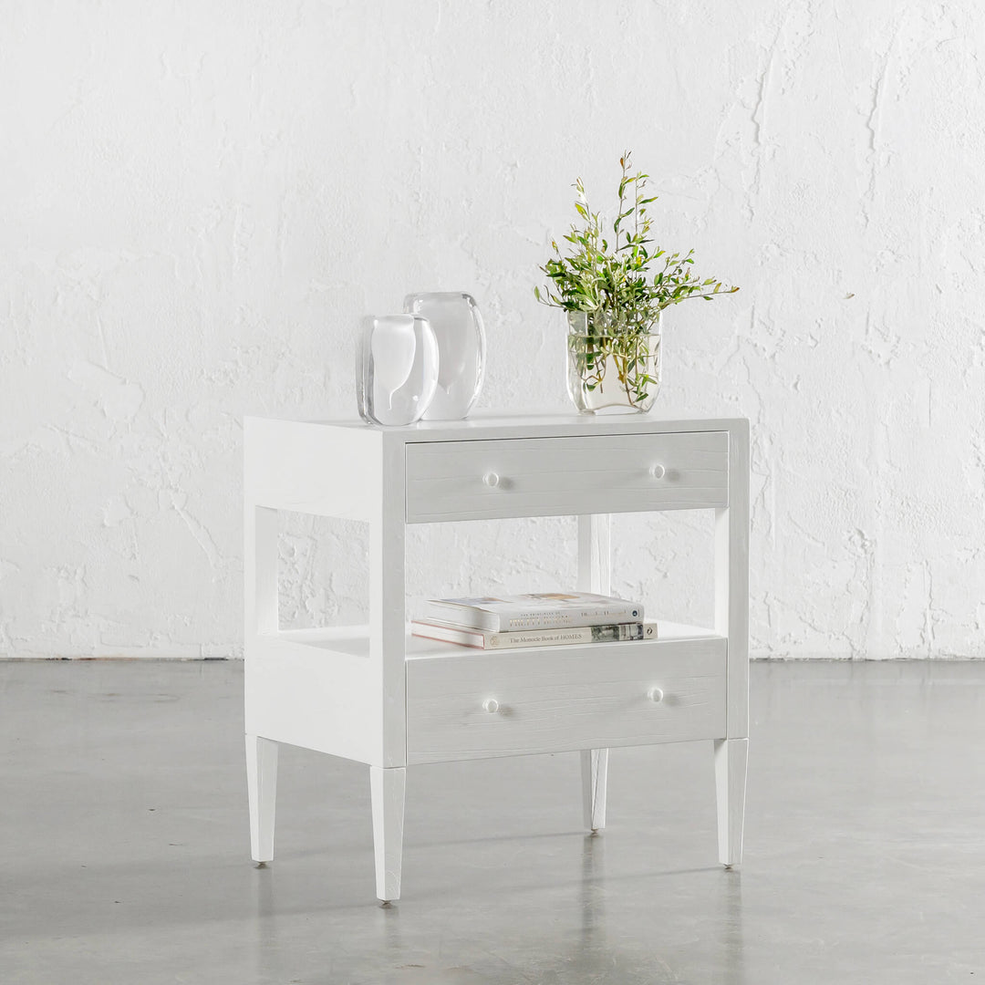 AMARA CONRAD BEDSIDE NIGHTSTAND  |  WHITE TIMBER GRAIN