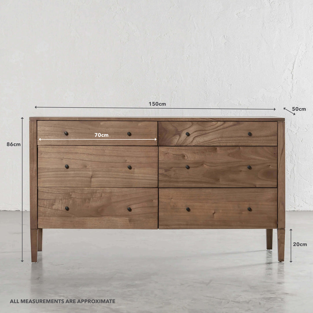 AMARA CONRAD DRESSER  |  NATURAL GRAIN  |  150CM | MEASUREMENTS
