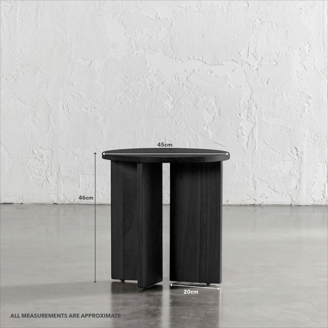 PRE ORDER | AMARA CROSS BASE SIDE TABLE | 45CM | BLACK | MEASUREMENTS