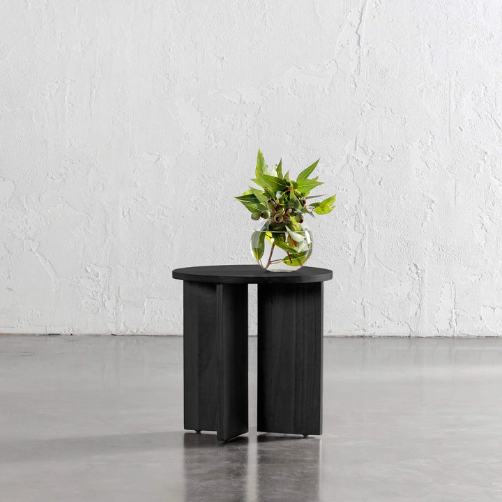 AMARA CROSS BASE SIDE TABLE | 45CM | BLACK