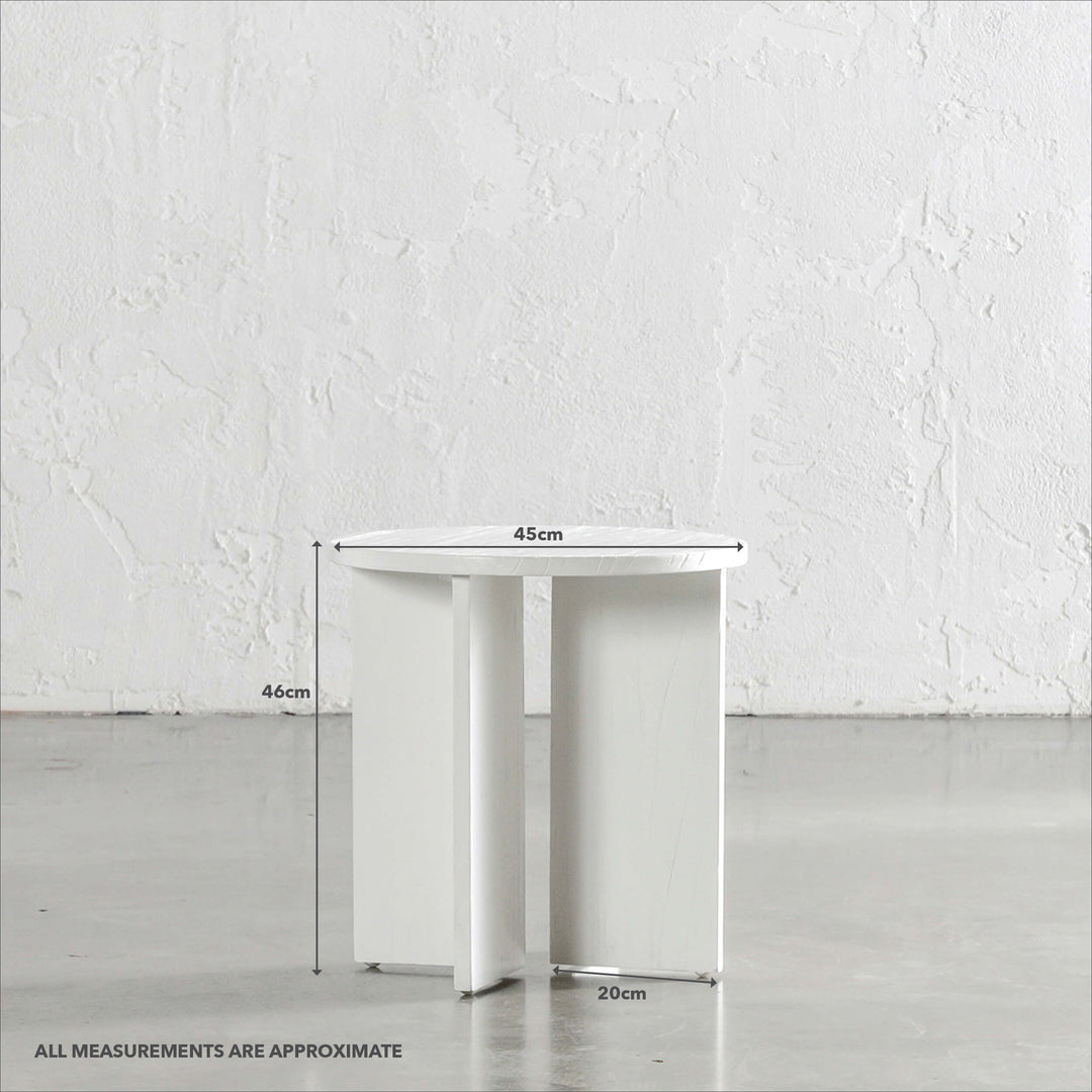 AMARA CROSS BASE SIDE TABLE | 45CM | WHITE | MEASUREMENTS