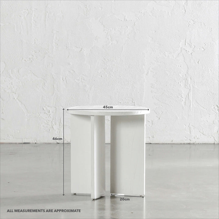 AMARA CROSS BASE SIDE TABLE | 45CM | WHITE | MEASUREMENTS