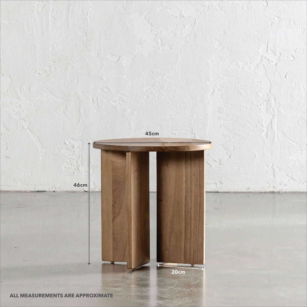 AMARA CROSS BASE SIDE TABLE | 45CM | NATURAL | MEASUREMENTS