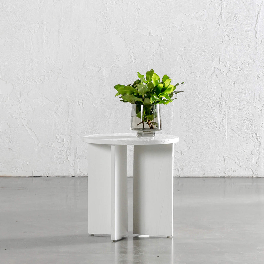 AMARA CROSS BASE SIDE TABLE | 45CM | WHITE