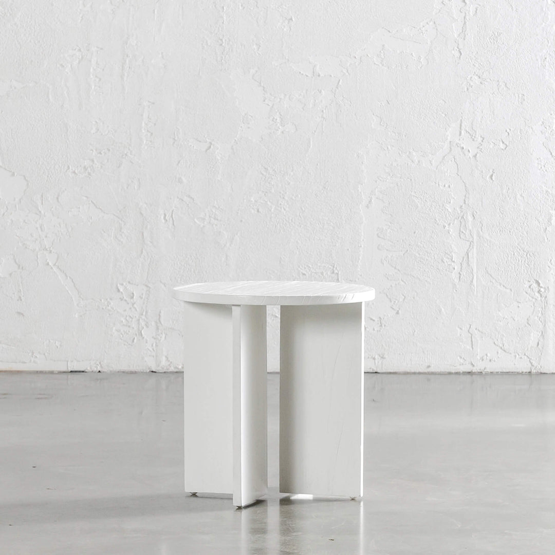 AMARA CROSS BASE SIDE TABLE | 45CM | WHITE UNSTYLED