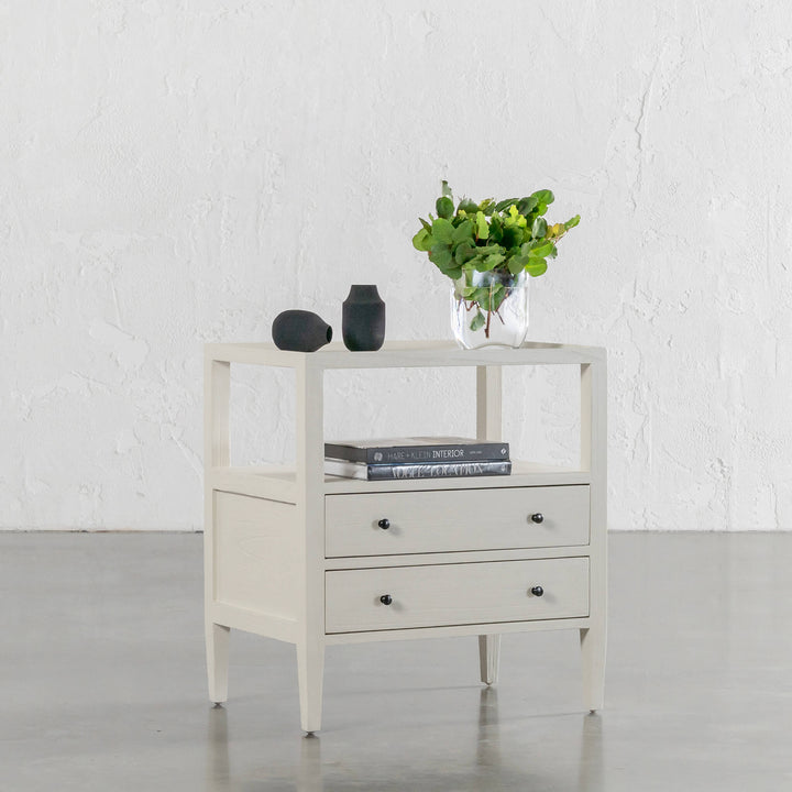 AMARA JARDIN BEDSIDE NIGHTSTAND  |  BEIGE ARAVA