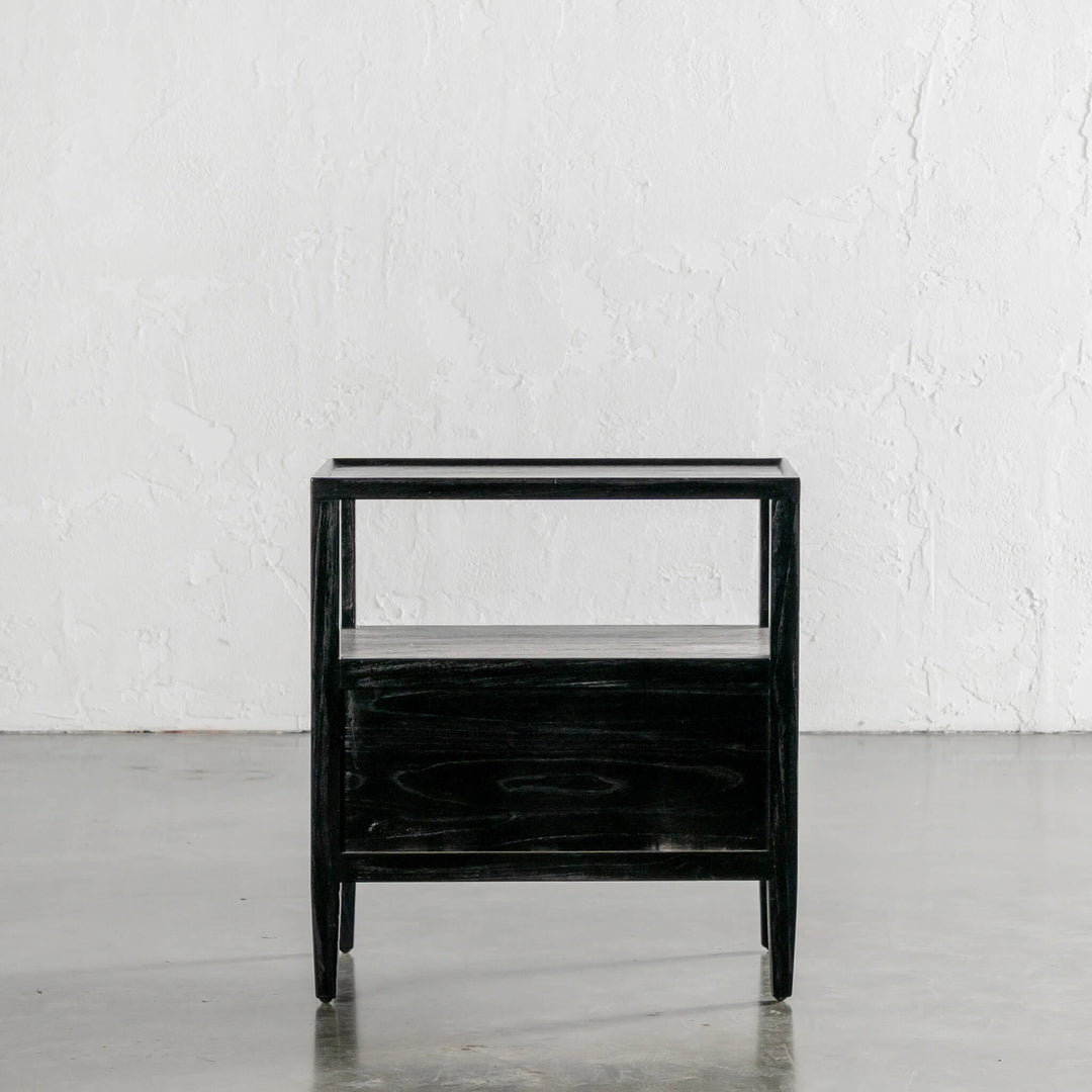 AMARA JARDIN BEDSIDE NIGHTSTAND  |  BLACK TIMBER GRAIN