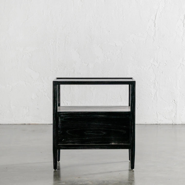 AMARA JARDIN BEDSIDE NIGHTSTAND  |  BLACK TIMBER GRAIN