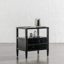 AMARA JARDIN BEDSIDE NIGHTSTAND  |  BLACK TIMBER GRAIN