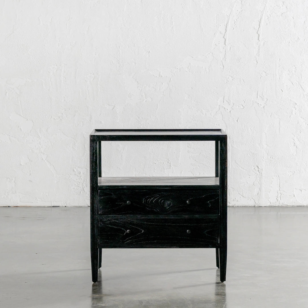 PRE ORDER  |  AMARA JARDIN BEDSIDE NIGHTSTAND  |  BLACK TIMBER GRAIN