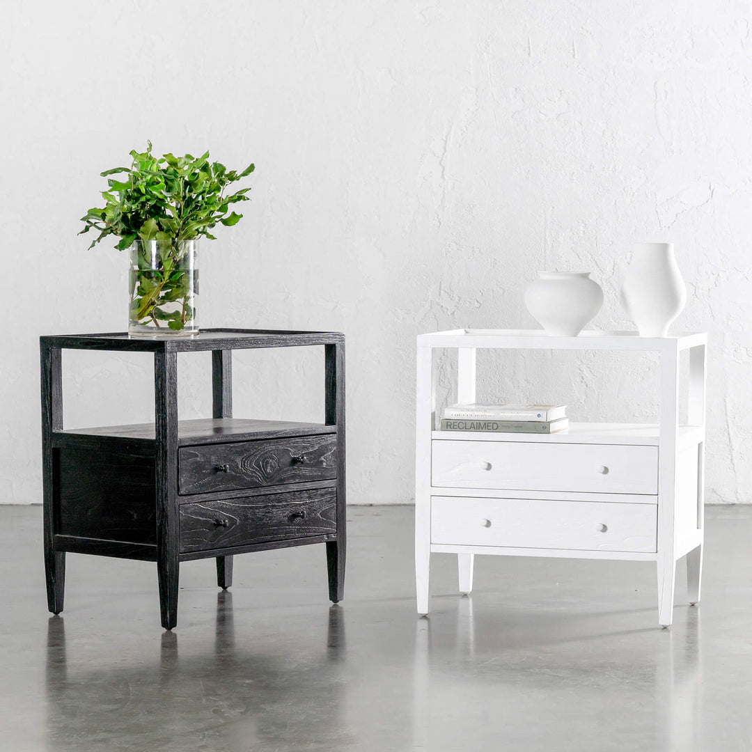 PRE ORDER  |  AMARA JARDIN BEDSIDE NIGHTSTAND  |  BLACK TIMBER GRAIN