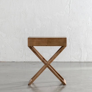 AMARA MID CENTURY CROSS LEG BEDSIDE TABLE  |  NATURAL GRAIN
