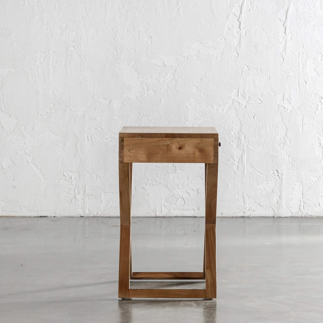 AMARA MID CENTURY CROSS LEG BEDSIDE TABLE  |  NATURAL GRAIN