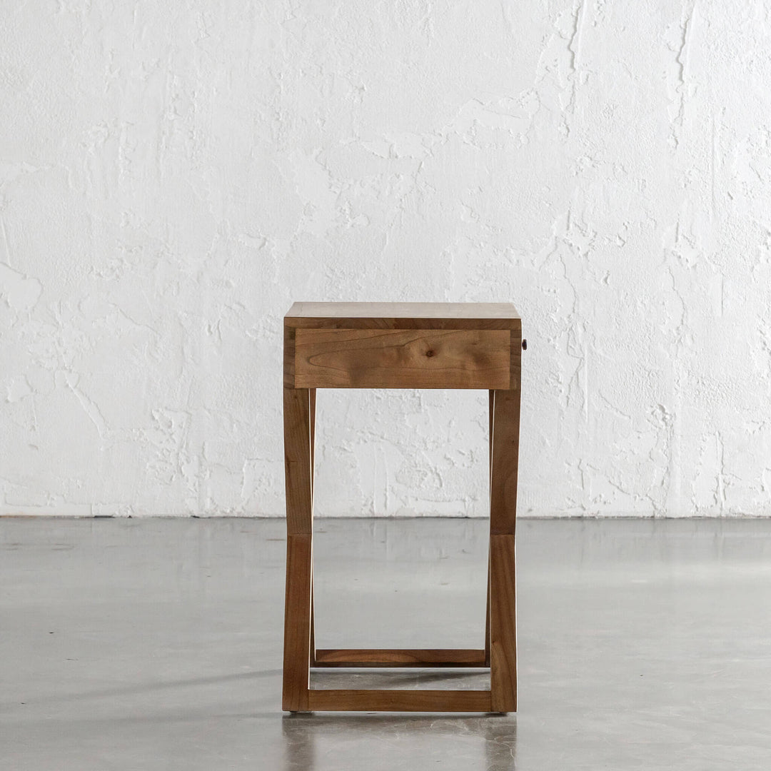 AMARA MID CENTURY CROSS LEG BEDSIDE TABLE  |  NATURAL GRAIN