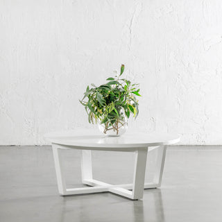 AMARA MID CENTURY TIMBER COFFEE TABLE  |  SOLID TOP WHITE | ROUND