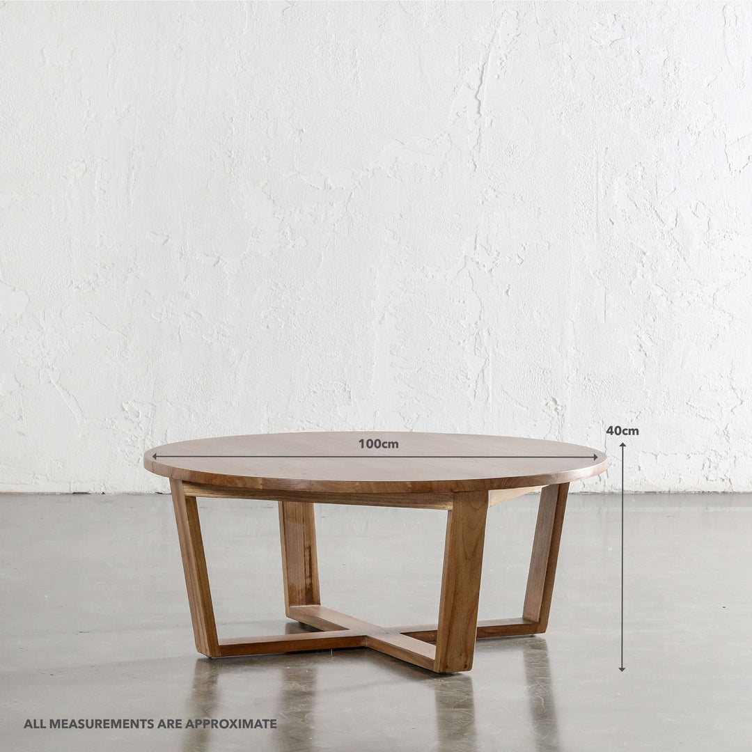 AMARA MID CENTURY TIMBER COFFEE TABLE  |  ROUND | MEASUREMENTS