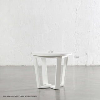 AMARA MID CENTURY TIMBER TERRACE SIDE TABLE  |  SOLID TOP WHITE | ROUND | MEASUREMENTS