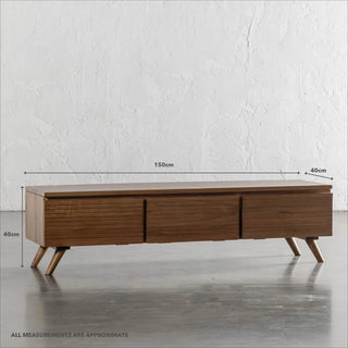 AMARA MID CENTURY TIMBER TV STAND | CLOSED 3 DOOR | 150CM | MEASUREMENTS