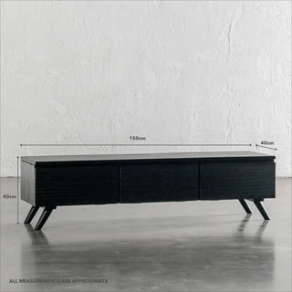 AMARA MID CENTURY TIMBER TV STAND | CLOSED 3 DOOR | 150CM | MEASUREMENTS