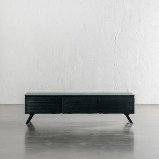 AMARA MID CENTURY TIMBER TV STAND  |  CLOSED 3 DOOR 150CM  |  BLACK