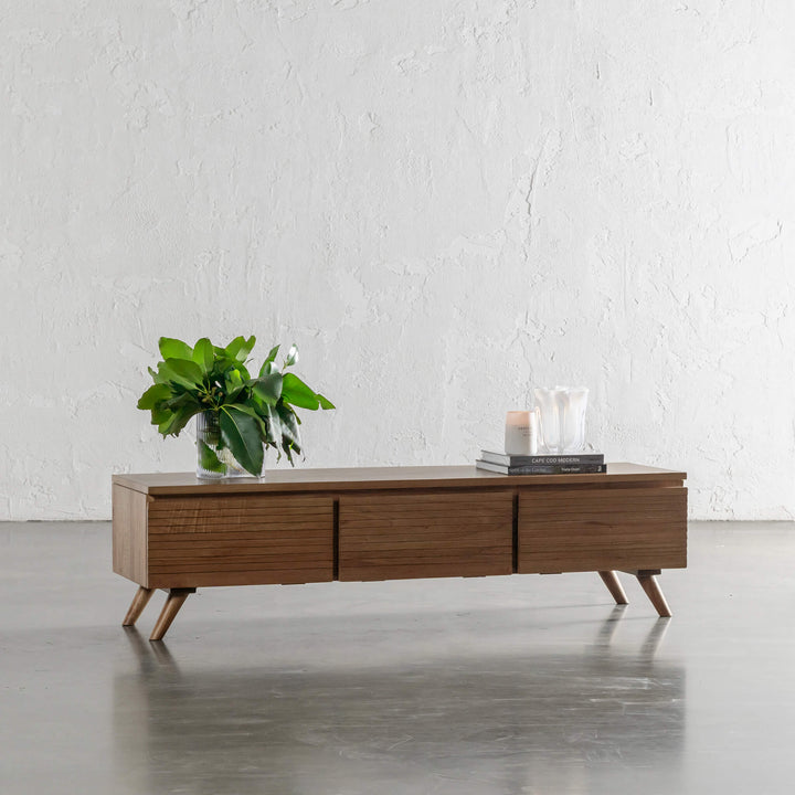 AMARA MID CENTURY TIMBER TV STAND  |  CLOSED 3 DOOR  |  150CM