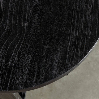 AMARA MID CENTURY TIMBER TERRACE SIDE TABLE  |  SOLID TOP BLACK | ROUND
