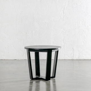 AMARA MID CENTURY TIMBER TERRACE SIDE TABLE  |  SOLID TOP BLACK | ROUND