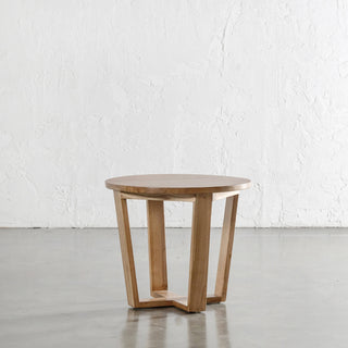 AMARA MID CENTURY TIMBER TERRACE SIDE TABLE  |  SOLID TOP | ROUND