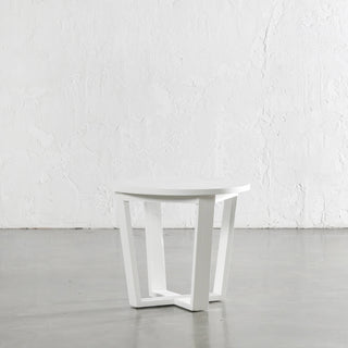 AMARA MID CENTURY TIMBER TERRACE SIDE TABLE  |  SOLID TOP WHITE | ROUND