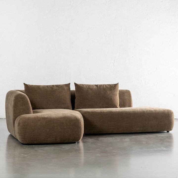 AMEDEO CORNER MODULAR CHAISE LOUNGE SOFA  |  BURNT CARAMEL -MODULAR
