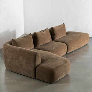 AMEDEO CORNER MODULAR CHAISE LOUNGE SOFA  |  BURNT CARAMEL -SIDE VIEW