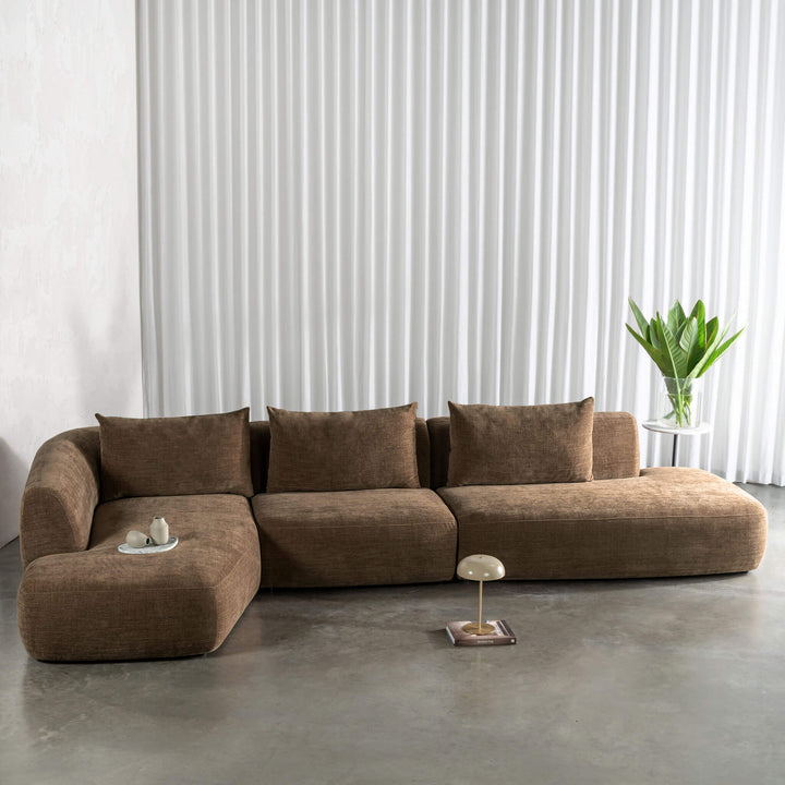 AMEDEO CORNER MODULAR CHAISE LOUNGE SOFA  |  BURNT CARAMEL