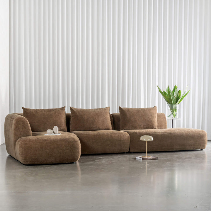 AMEDEO CORNER MODULAR CHAISE LOUNGE SOFA  |  BURNT CARAMEL