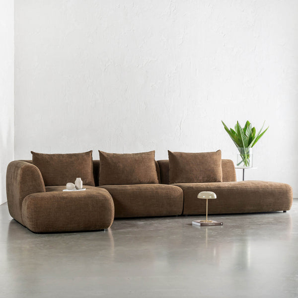 AMEDEO CORNER MODULAR CHAISE LOUNGE SOFA  |  BURNT CARAMEL