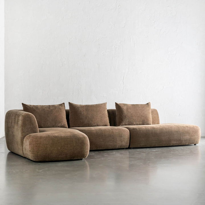 AMEDEO CORNER MODULAR CHAISE LOUNGE SOFA  |  BURNT CARAMEL