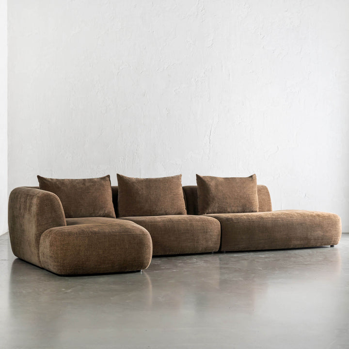 AMEDEO CORNER MODULAR CHAISE LOUNGE SOFA  |  BURNT CARAMEL -UNSTYLED