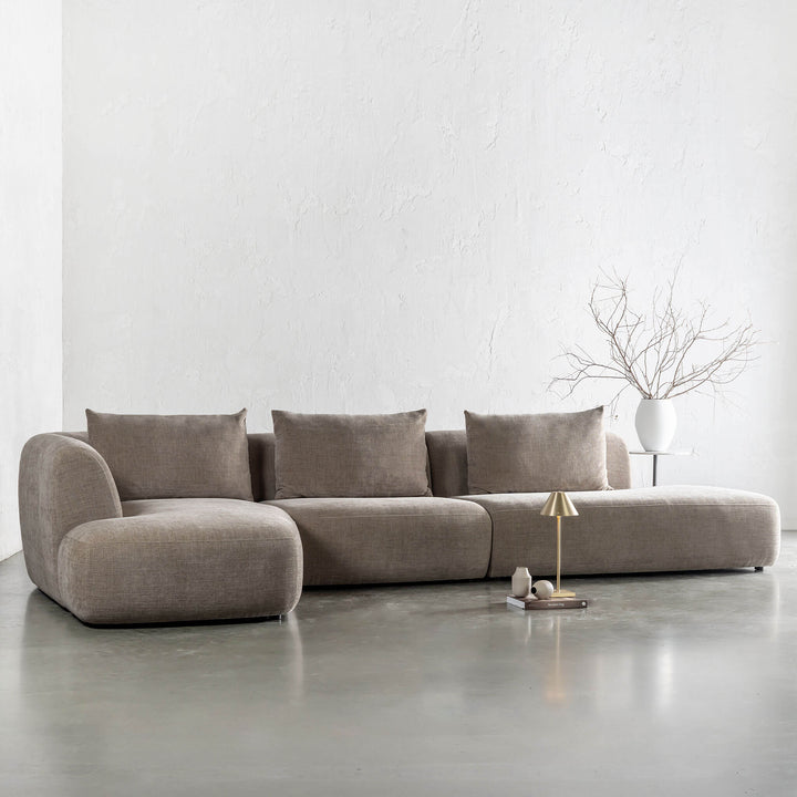 AMEDEO CORNER MODULAR CHAISE LOUNGE SOFA  |  DRIFTWOOD TAUPE - STYLED