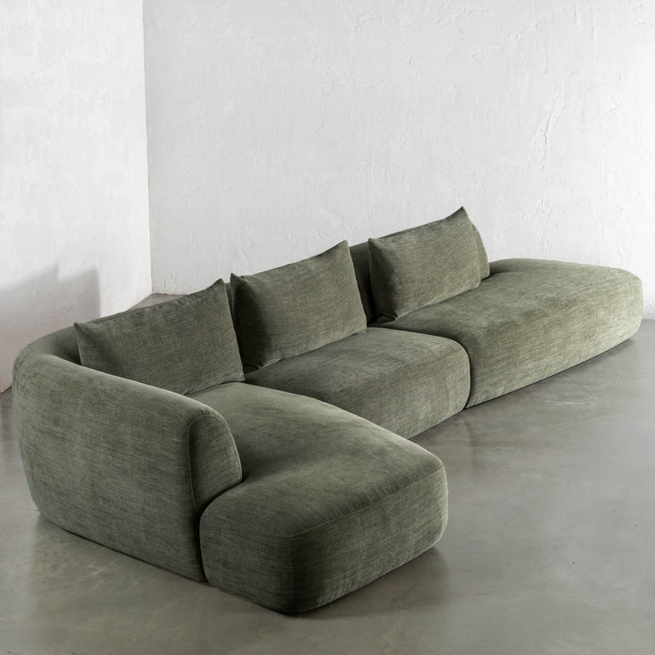 AMEDEO CORNER MODULAR CHAISE LOUNGE SOFA  |  OLIVE SMOKE GROVE - SIDEVIEW