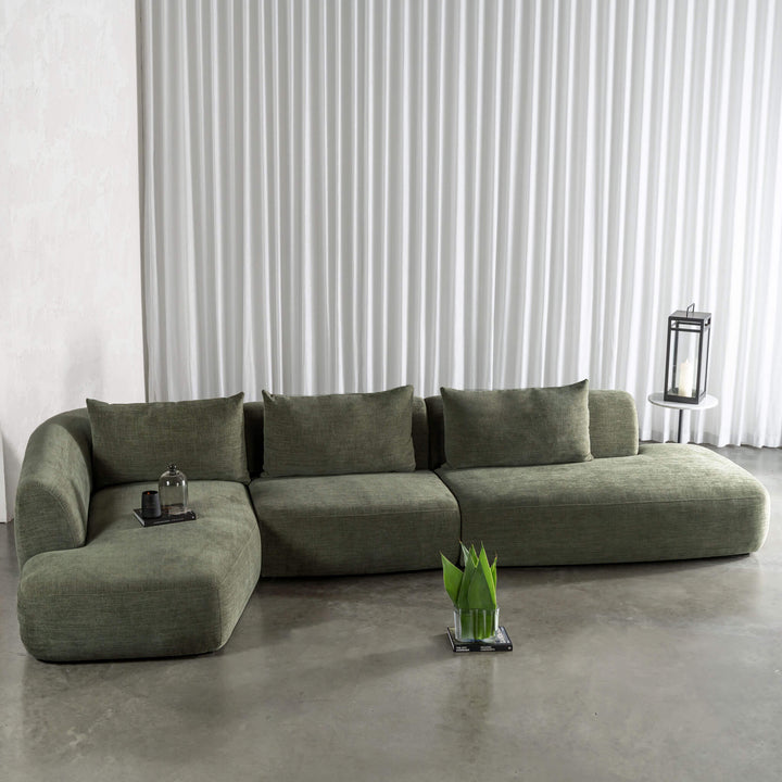 AMEDEO CORNER MODULAR CHAISE LOUNGE SOFA  |  OLIVE SMOKE GROVE - EAGLE VIEW