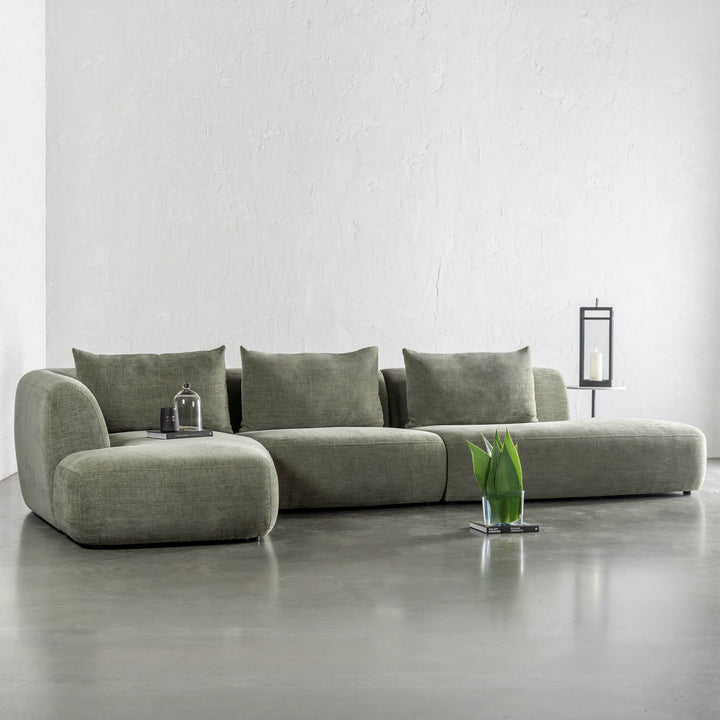 AMEDEO CORNER MODULAR CHAISE LOUNGE SOFA  |  OLIVE SMOKE GROVE