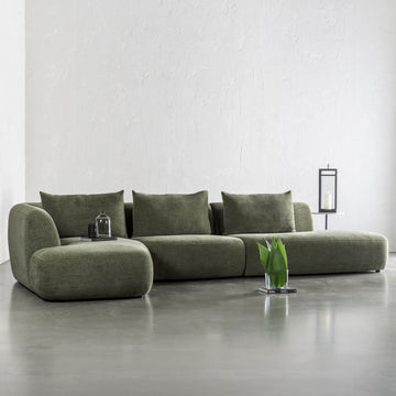 AMEDEO CORNER MODULAR CHAISE LOUNGE SOFA  |  OLIVE SMOKE GROVE - STYLED 