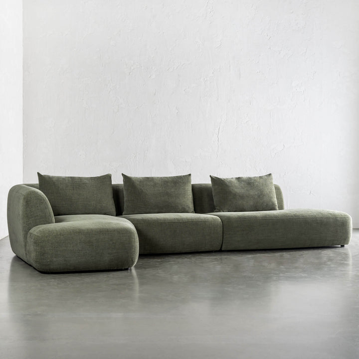 AMEDEO CORNER MODULAR CHAISE LOUNGE SOFA  |  OLIVE SMOKE GROVE - UNSTYLED