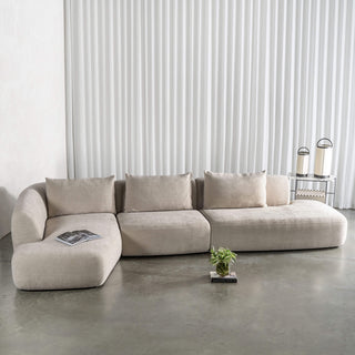 AMEDEO CORNER MODULAR CHAISE LOUNGE SOFA  |  SANDBAR HAZE - STYED WITH CURTAIN