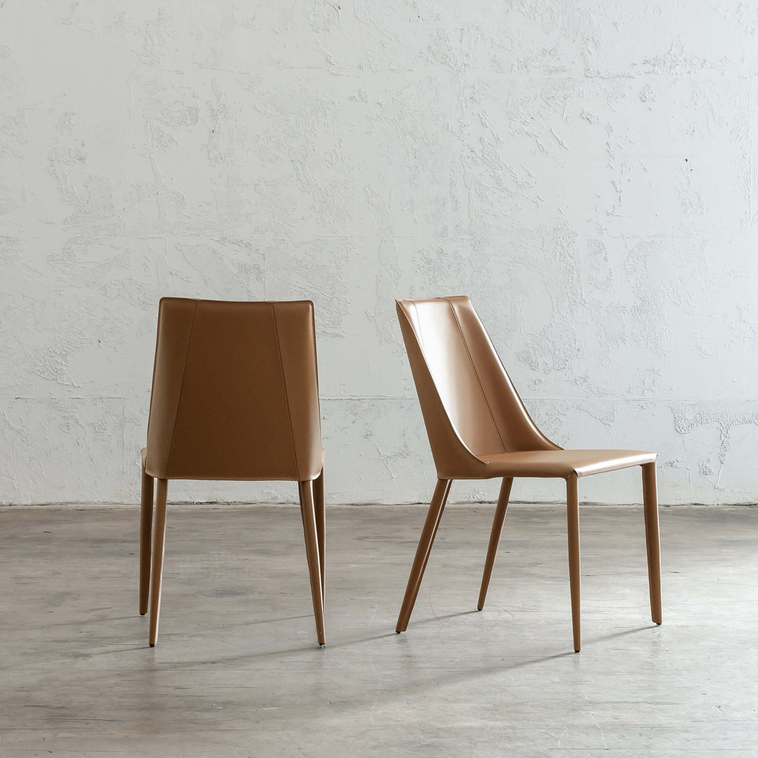 PRE ORDER  |  AMES MID CENTURY VEGAN LEATHER DINING CHAIR  |  SADDLE TAN