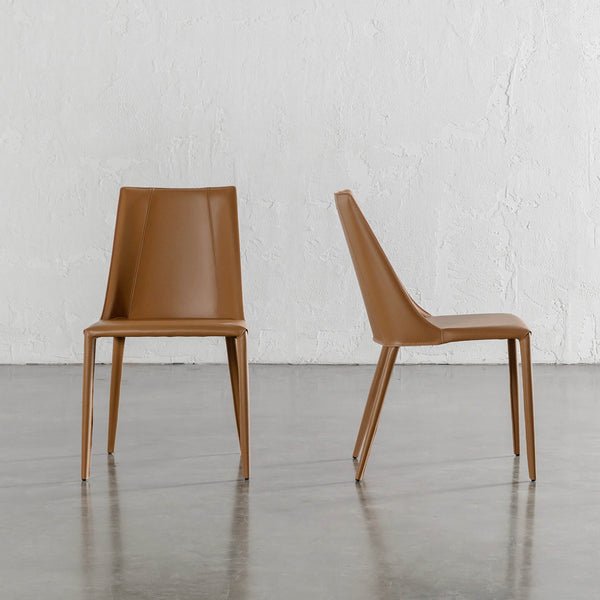 AMES MID CENTURY VEGAN LEATHER DINING CHAIR  |  SADDLE TAN