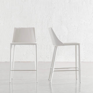 AMES MID CENTURY VEGAN LEATHER BAR CHAIR | LIMED WHITE