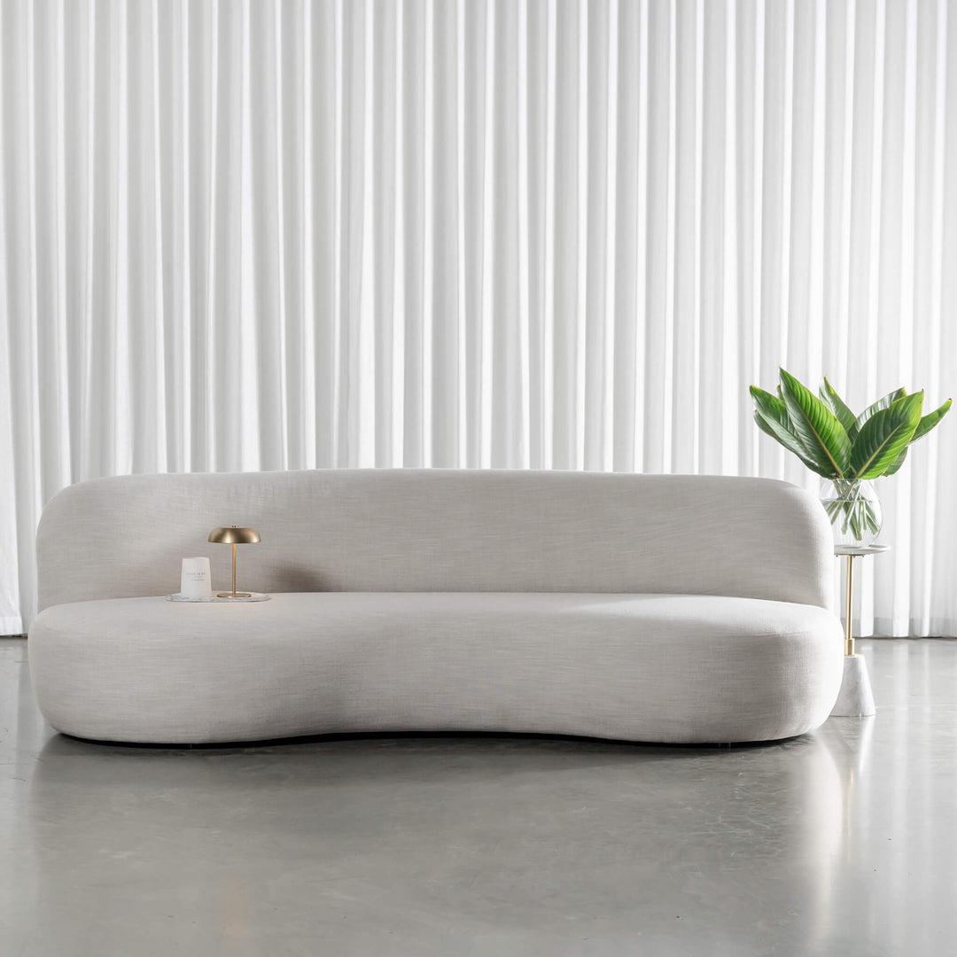 Anandes Curved 3 Seater Sofa  |  Oaten Haze Linen