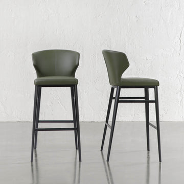 ANDERS VEGAN LEATHER BAR CHAIR  |  MEDITERRANEAN DEEP OLIVE VEGAN LEATHER